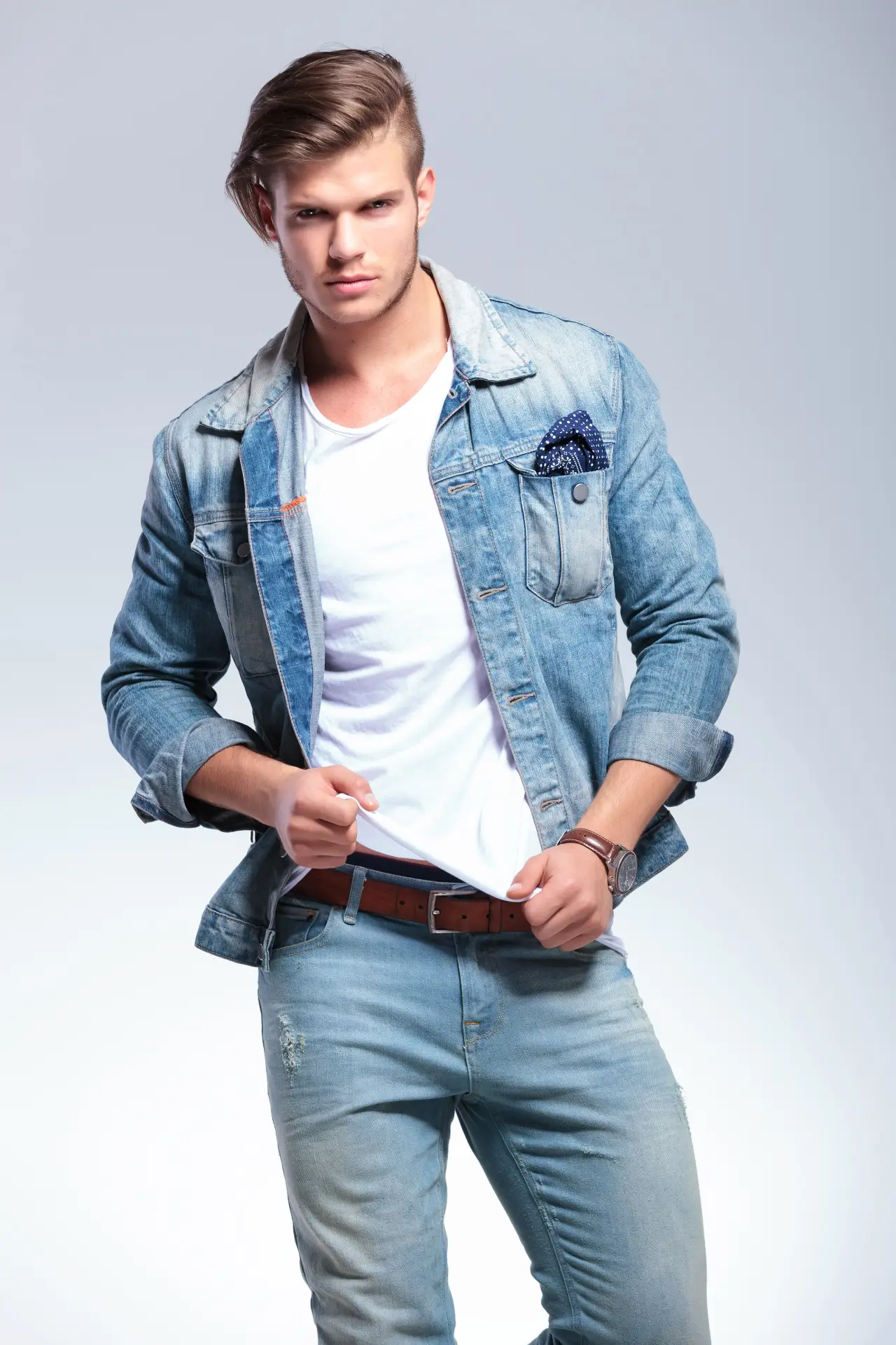 Denim Shirt with Pocket Square - Зображення 3